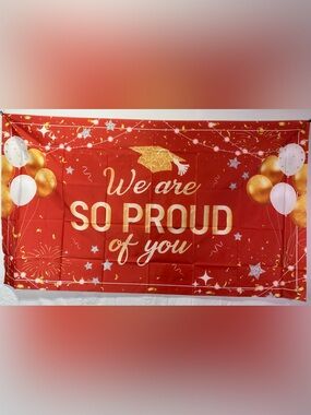Graduation “We Are So Proud Of You” Backdrop Banner 6x4Ft.